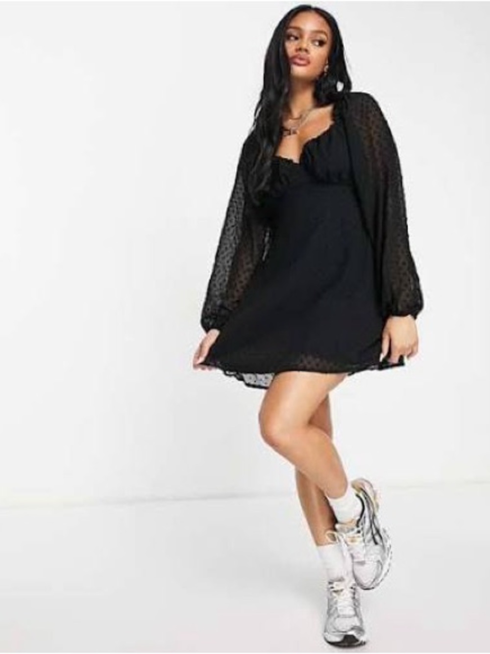 Missguided Black Puff-Sleeve Mini Dress